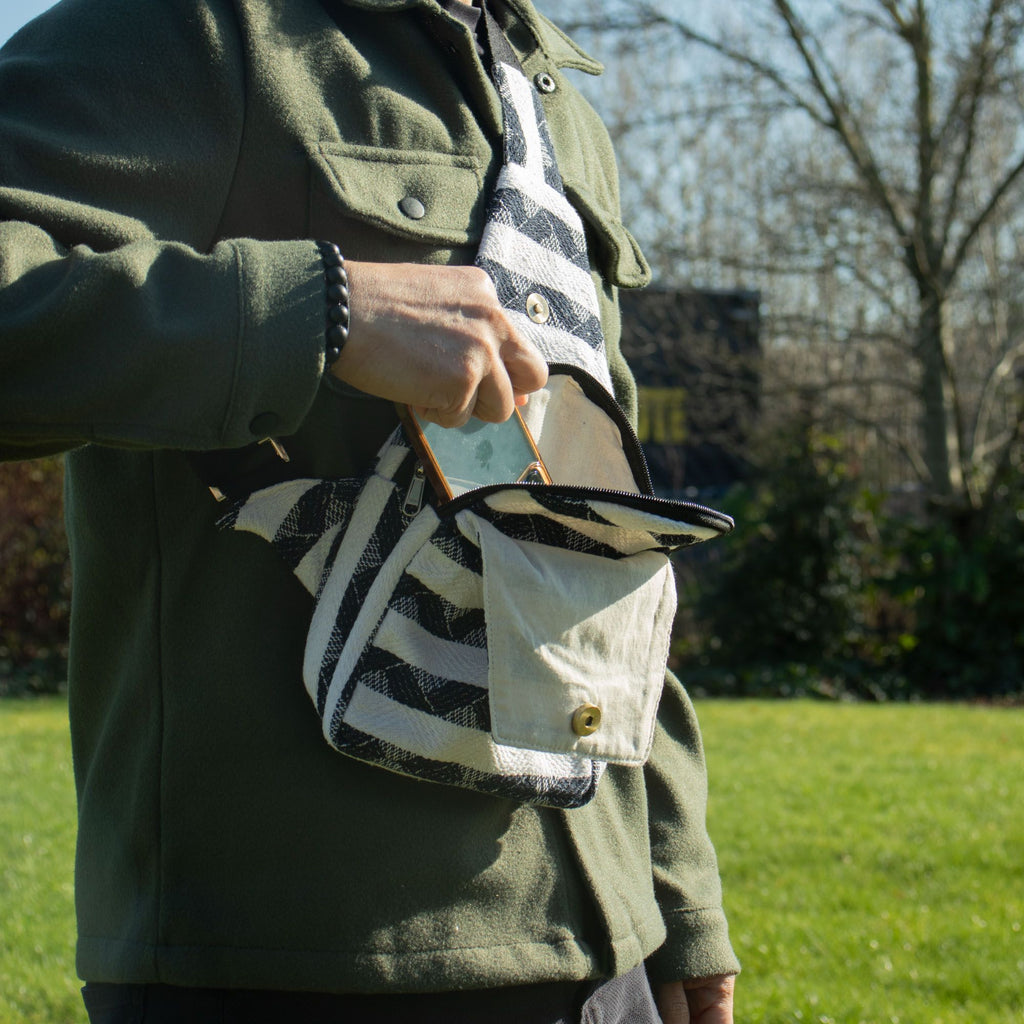 Nomad Sari Jacquard Natural Cross Bag - Atlas Nomad